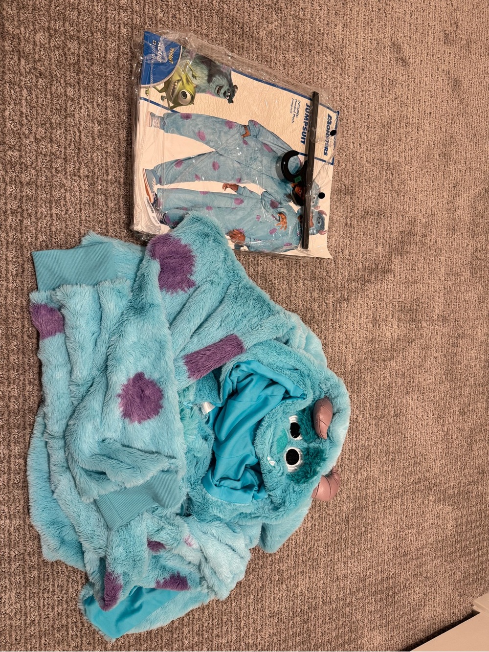 Sulley Monster Blue Fleece Onesie Costume with Purple Spots - Picture 3 of 4